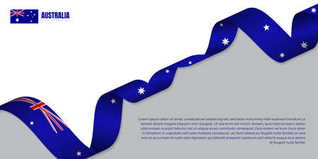 Waving Australian ribbon flag design for Australia Independence Day template design. Good template for Australia national celebration day.のイラスト素材