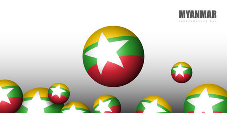 Myanmar flag balls background design. Good template design for Myanmar celebration day design.の写真素材