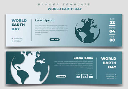 Set of Web banner template in landscape design for world earth day with paper cut of earth background. Good template for online advertisement design.のイラスト素材