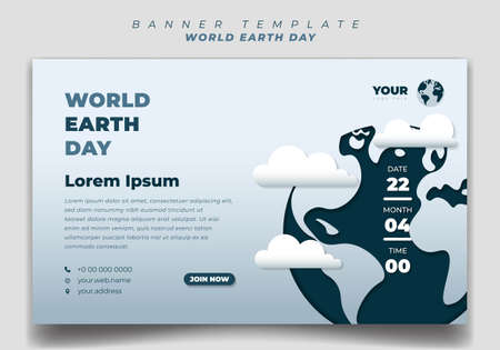 Web banner template for world earth day with paper cut of earth design. Good template for advertisement design.のイラスト素材