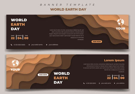 World earth day template in landscape design. Set of social media template design with paper cut background. Good template for online advertisement design.のイラスト素材