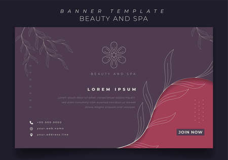 Web banner design in purple feminine background for beauty and spa template designのイラスト素材