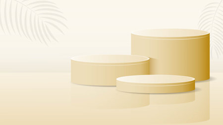 Golden podium with three different sizes in gold background for product templateのイラスト素材