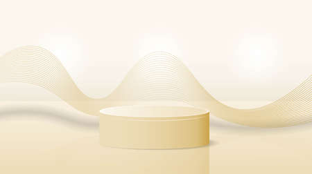Abstract background design with podium in gold color for banner designのイラスト素材