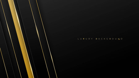 Luxury geometric background with shiny gold shape in black backgroundのイラスト素材