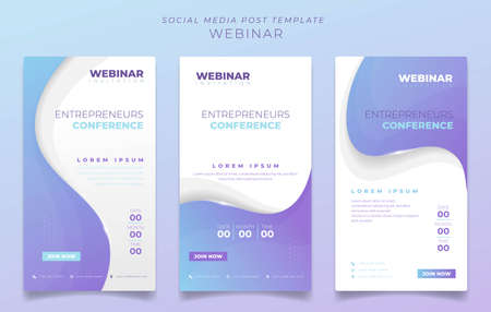 Social media post template with blue purple background in feminine design for webinar invitationのイラスト素材