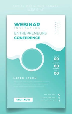 Portrait banner in white and pastel green background for webinar invitation or advertisementのイラスト素材