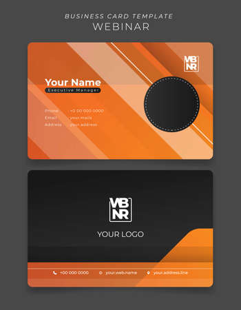 ID card or business card template with orange geometric background for employee identityのイラスト素材