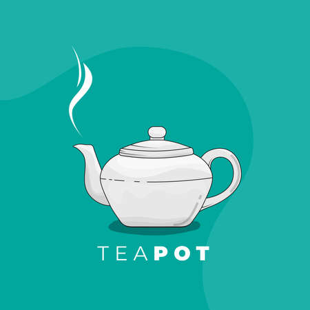 Teapot vector illustration with hot drink effect concept design for mockup or templateのイラスト素材