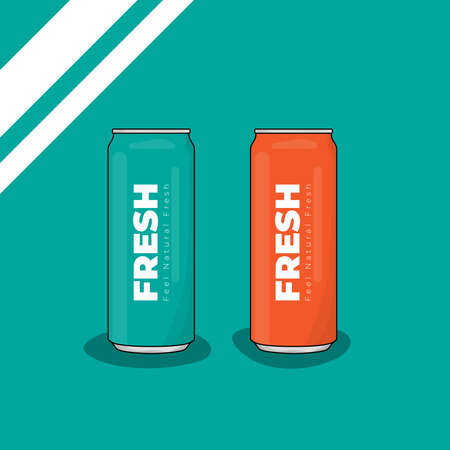 Soft drinks in aluminum cans or Carbonated water with a distinct fruity taste for beverage productのイラスト素材