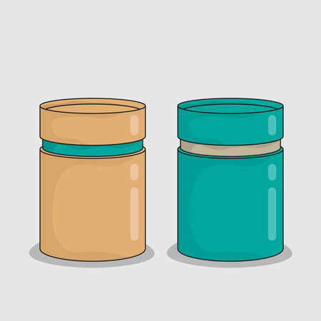 Cylinder template design in green and cardboard design for product packagingのイラスト素材
