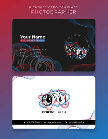 ID card or business card template for photographer with camera illustrationのイラスト素材