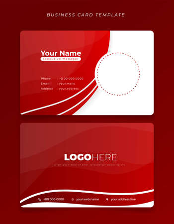 ID card or business card template in waving red background for employee identityのイラスト素材