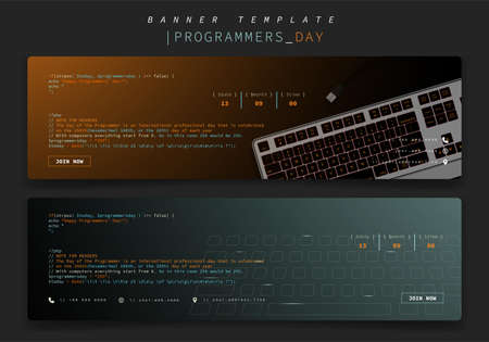 Banner template with keyboard design in gradient background for programmers dayのイラスト素材