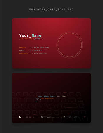 Red ID card or business card template with coding text concept for programmer identityのイラスト素材