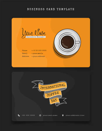 ID card or business card template with coffee and lettering for coffee shop employee identityのイラスト素材