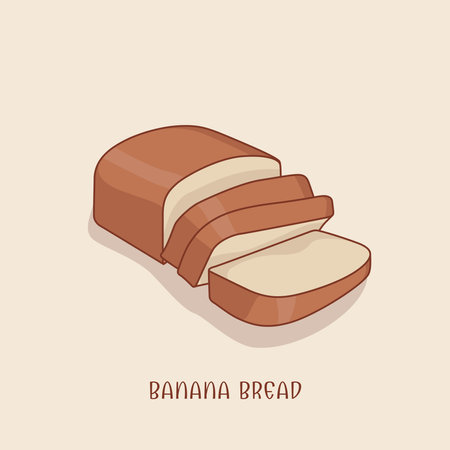 Banana bread in sliced design for food advertising templateのイラスト素材