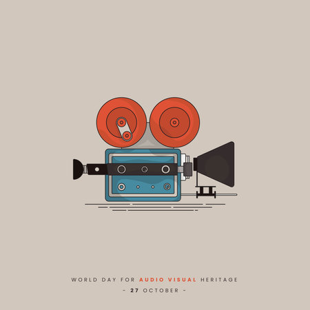 Vintage camera in vintage color design for audio visual heritage dayのイラスト素材