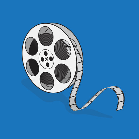 Movie roll in cartoon design for template of world day for audio visual heritageのイラスト素材