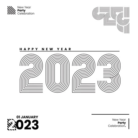 Happy new year 2023 with typography of 2023 in retro design