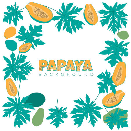 Green orange nature background with papaya designのイラスト素材
