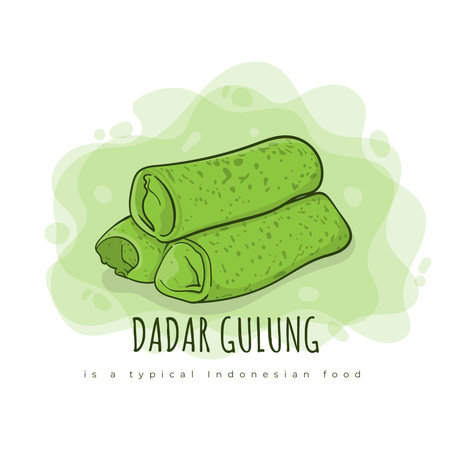 Dadar gulung cake is a cake made from cassava that can be found in Indonesiaのイラスト素材