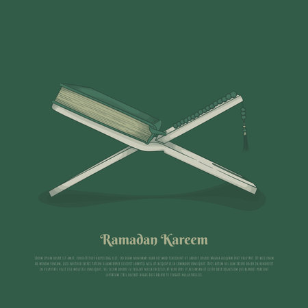 Al-qur'an in cartoon design with prayer beadsのイラスト素材