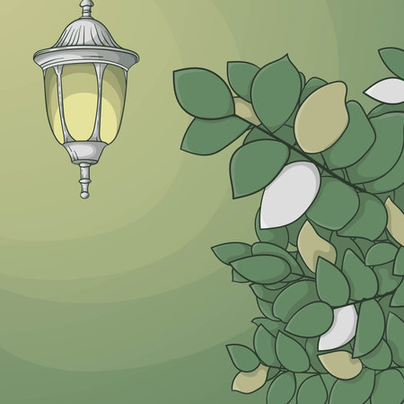 Ramadan kareem template design with lantern and green leaves designのイラスト素材