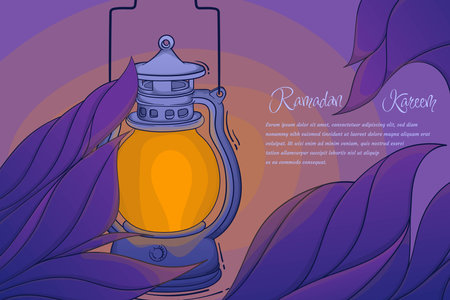 Purple ramadan kareem template with lantern designのイラスト素材