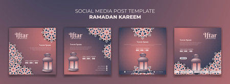 Set of social media post template with mandala ornamental background designの写真素材