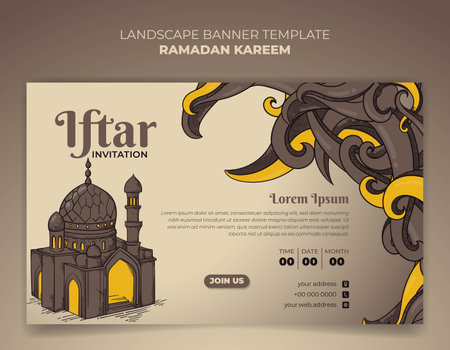 landscape banner design for ramadan kareem template with mosque designのイラスト素材