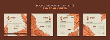 Social media post template with orange grass background designのイラスト素材