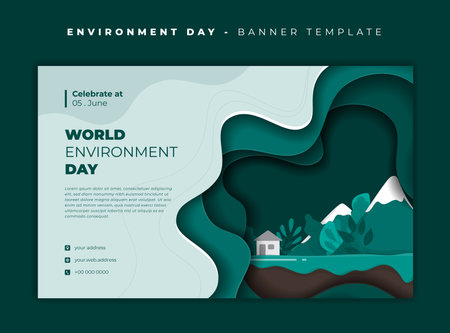 Paper cut background design with environmental design for go green or environmentのイラスト素材