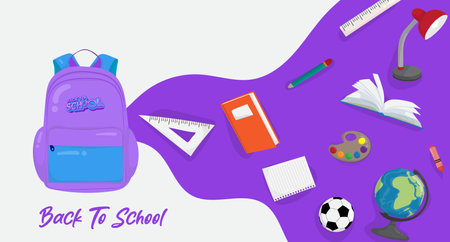 Back to school design with stationery of school on smoke shape designのイラスト素材