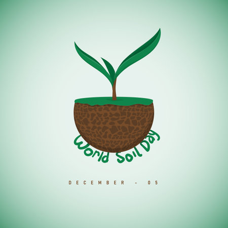World soil day campaign template design with green leaves and soilのイラスト素材