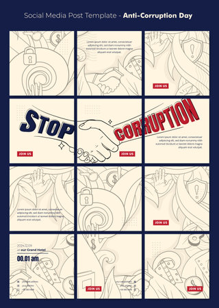 Social media post template with hand shake design for world anti-corruption dayのイラスト素材