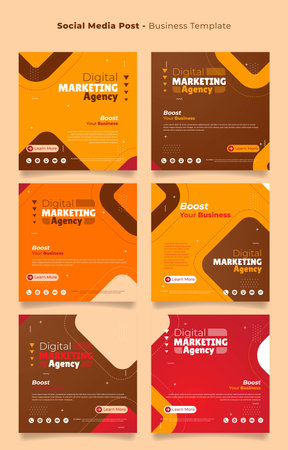 Social media post template with brown red and orange with rectangle designのイラスト素材