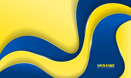 Abstract background of blue yellow in simple layering design. Good template for campaign of ukraine independence dayのイラスト素材