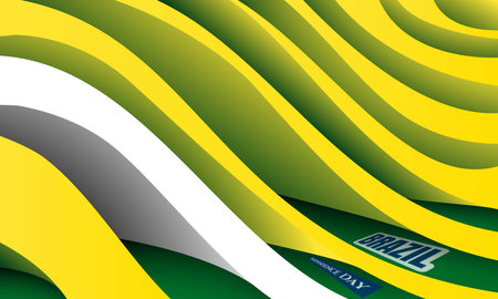 wall style background design with semi 3d with yellow and green. Good template for brazil independence day designのイラスト素材