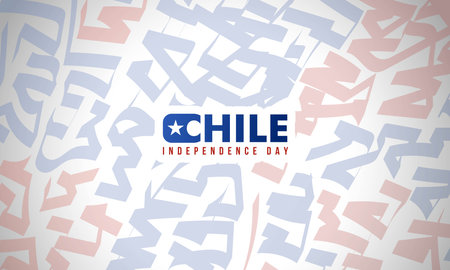Abstract art background with transparent blue and red. Chile Independence day text on center design. Good template for chile national day campaignのイラスト素材