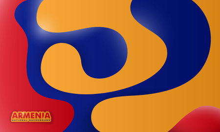 Fluid background in orange blue and red design. Armenia independence day template. Also good template for armenia national dayのイラスト素材