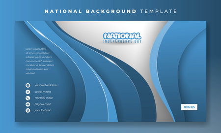 Banner post template with waving abstract blue background for national day campaignのイラスト素材