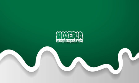 Gradient green white background with thick curved white line design. Nigeria independence day. Nigeria national day campaignのイラスト素材
