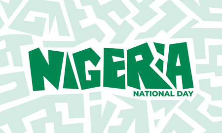 Typography design of Nigeria independence day with Green white Maze concept design. Also good template for nigeria national day campaignのイラスト素材