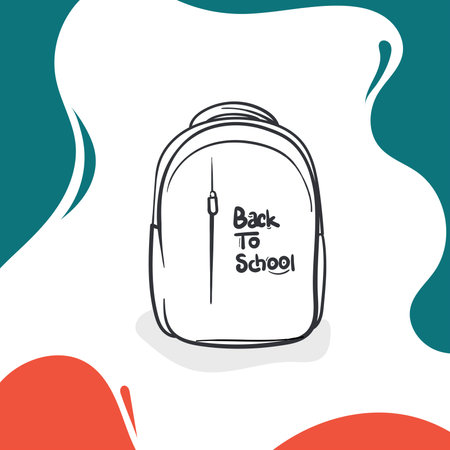 Back to school template design with line art of backpack design. back to school background advertising designのイラスト素材