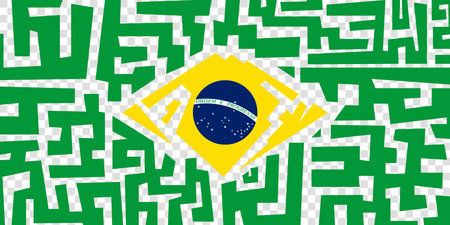 Brazilian Independence Day. background with simple maze design in brazilian flag. brazil background in transparent designのイラスト素材