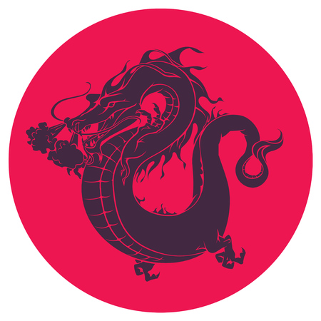 Japanese dragon icon. in one colorのイラスト素材