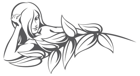 Vector beautiful forest fairy with leaves. girlのイラスト素材