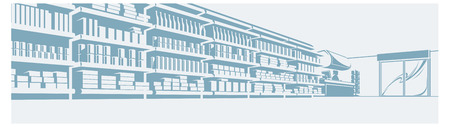 illustration of a shelves in store. supermarket.のイラスト素材