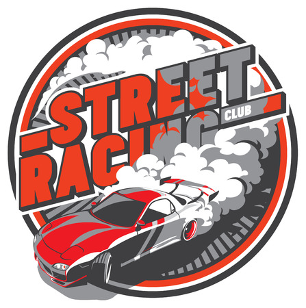 Burnout car, Japanese drift sport, Street racingのイラスト素材